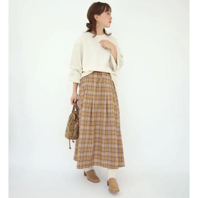 しまむら(シマムラ)のしまむら　tera emu ロングスカート  チェック　イエロー　Mサイズ レディースのスカート(ロングスカート)の商品写真