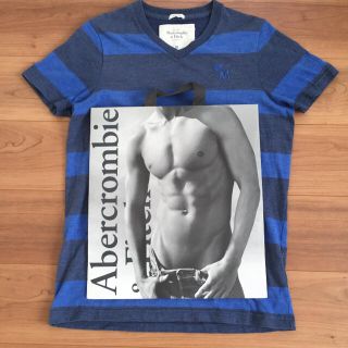 アバクロンビーアンドフィッチ(Abercrombie&Fitch)のアバクロ アバクロンビー&フィッチ ボーダー メンズ  Mサイズ Tシャツ 青(Tシャツ/カットソー(半袖/袖なし))