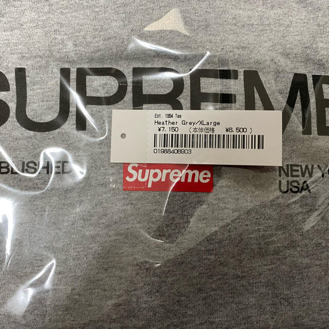 21AW XLサイズ Supreme Est. 1994 Tee グレー