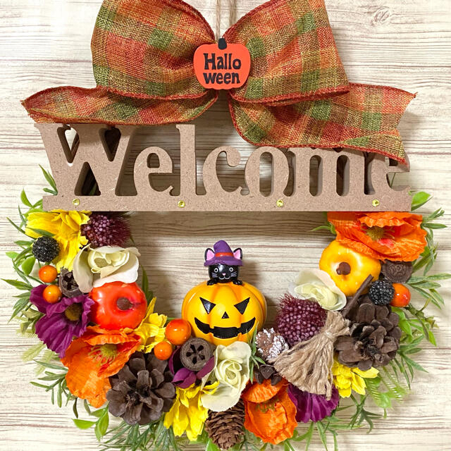 専用】ハロウィン HalloWeen ウェルカム Welcome リース ★ ハンドメイドのフラワー/ガーデン(リース)の商品写真