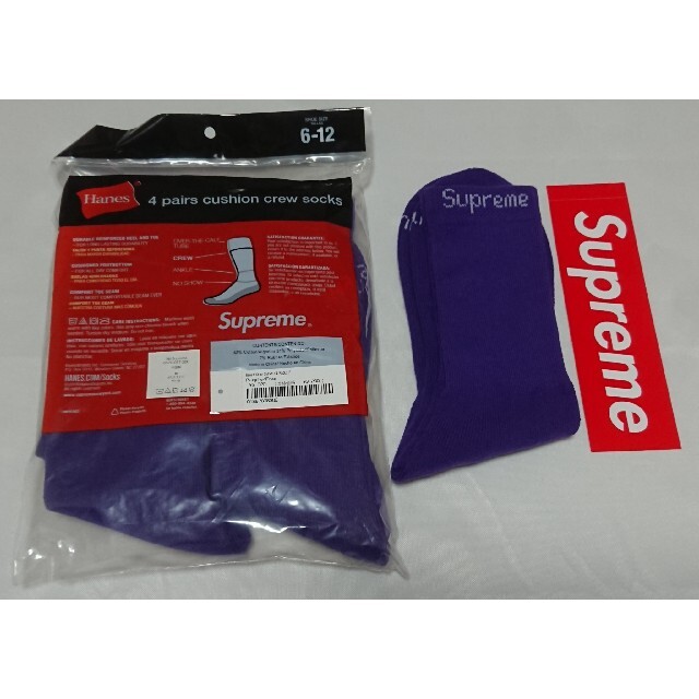 Supreme(シュプリーム)のSupreme Hanes Crew Socks Purple 1足 新品 メンズのレッグウェア(ソックス)の商品写真