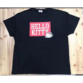 ハローキティ　Tシャツ　サンリオ　でかでか Tシャツゆったりサイズ　黒 古着(Tシャツ(半袖/袖なし))