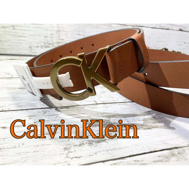 新品 未使用 Calvin Klein メンズ ベルト　ブラウン バックル式 M