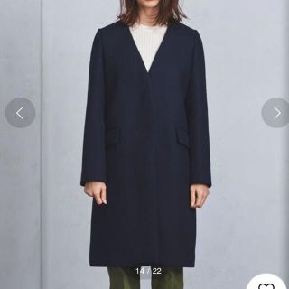 ユナイテッドアローズ(UNITED ARROWS)の【専用】ユナイテッドアローズ　Vネックノーカラーコート　ネイビー40(ロングコート)