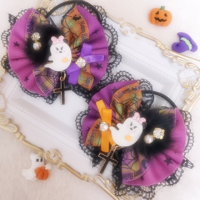 ハンドメイド♡ハロウィン♡チュールツインクリップ 赤