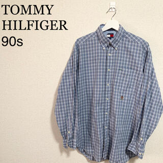 トミーヒルフィガー(TOMMY HILFIGER)の90s トミーヒルフィガー  チェックシャツ メンズ 旧ロゴ フラッグロゴ 長袖(シャツ)