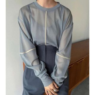 ステュディオス(STUDIOUS)のCLANE SOLID SLEEVE SHEER L/S ブルー新品最終値下げ(シャツ/ブラウス(長袖/七分))