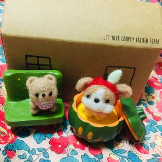 りんごの着ぐるみわんこ♡ミニミニくまちゃん(あみぐるみ)