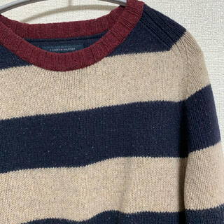 トミーヒルフィガー(TOMMY HILFIGER)のトミーヒルフィガー  ニット セーター　ボーダー　バーガンディ　L(ニット/セーター)