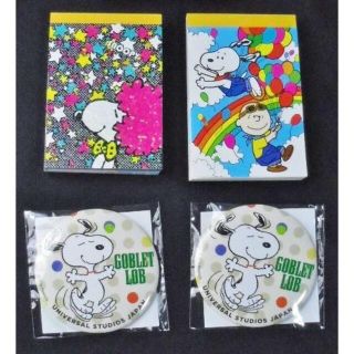 スヌーピー(SNOOPY)の4点 スヌーピー メモ帳+缶バッジ 非売品/USJ メモパッド メモブック(バッジ/ピンバッジ)