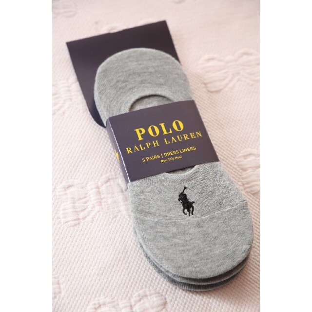 POLO RALPH LAUREN(ポロラルフローレン)のPOLOラルフローレンのレディースのフットカバー3足セット【新品】グレー レディースのレッグウェア(ソックス)の商品写真