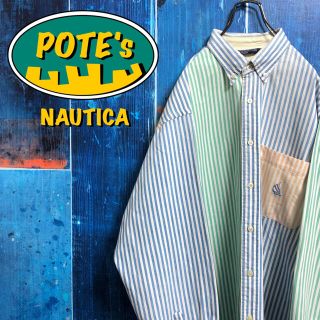 ノーティカ(NAUTICA)の【ノーティカ】ポケット刺繍ロゴロンドンストライプクレイジーパターンシャツ 90s(シャツ)