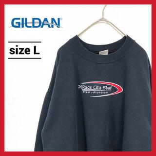 ギルタン(GILDAN)の90s 古着 ギルダン スウェットトレーナー オーバーサイズ 刺繍 企業ロゴ L(スウェット)