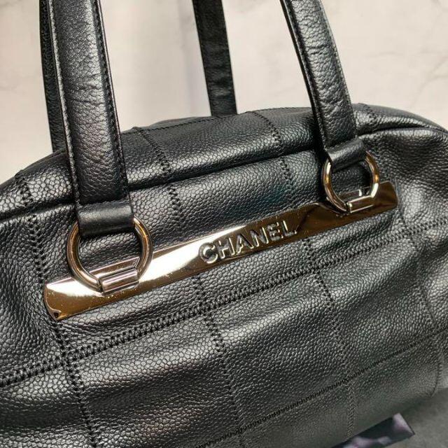 CHANEL - CHANEL シャネル 美品 チョコバー キャビアスキン ボストン