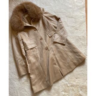 バーニーズニューヨーク(BARNEYS NEW YORK)の美品　I’hiver カシミヤコート　フォックスファー付き(トレンチコート)