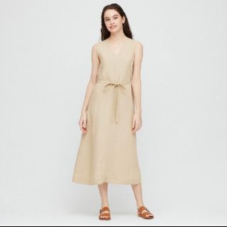 ユニクロ(UNIQLO)のユニクロ リネンブレンドAラインワンピース(ノースリーブ)(ロングワンピース/マキシワンピース)