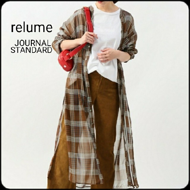 JOURNAL STANDARD(ジャーナルスタンダード)の【美品】relume ロングシャツ　透け感ブラウス　秋冬　茶　M L レディースのトップス(シャツ/ブラウス(長袖/七分))の商品写真