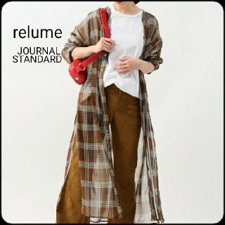 ジャーナルスタンダード(JOURNAL STANDARD)の【美品】relume ロングシャツ　透け感ブラウス　秋冬　茶　M L(シャツ/ブラウス(長袖/七分))