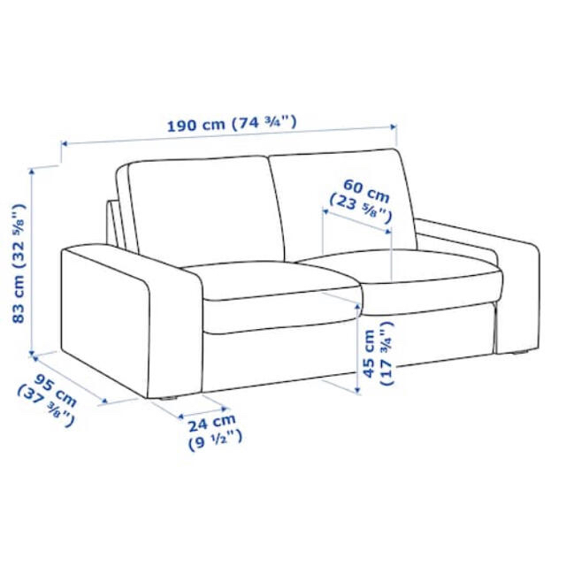 IKEA(イケア)のれい様専用　IKEA KIVIK シーヴィク　2人がけソファ　ライトグレー インテリア/住まい/日用品のソファ/ソファベッド(二人掛けソファ)の商品写真