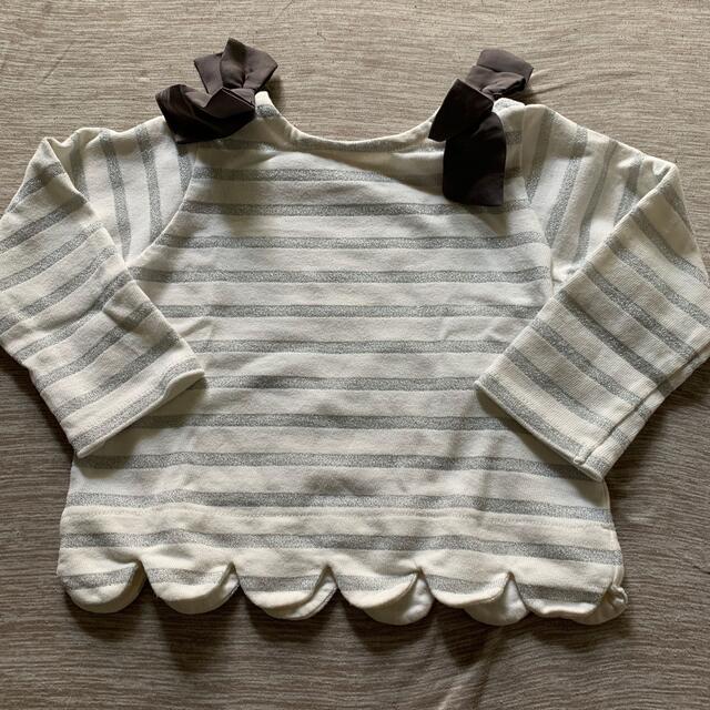 petit main(プティマイン)のプティマイン　ラメボーダー90 キッズ/ベビー/マタニティのキッズ服男の子用(90cm~)(Tシャツ/カットソー)の商品写真