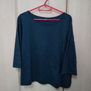 ユニクロ(UNIQLO)のユニクロ 七分袖カットソー XL モスグリーン(カットソー(長袖/七分))