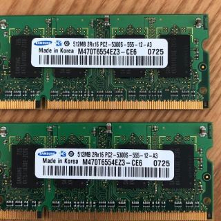 エヌイーシー(NEC)のNECノートパソコン純正メモリ 512MB 2枚(PCパーツ)