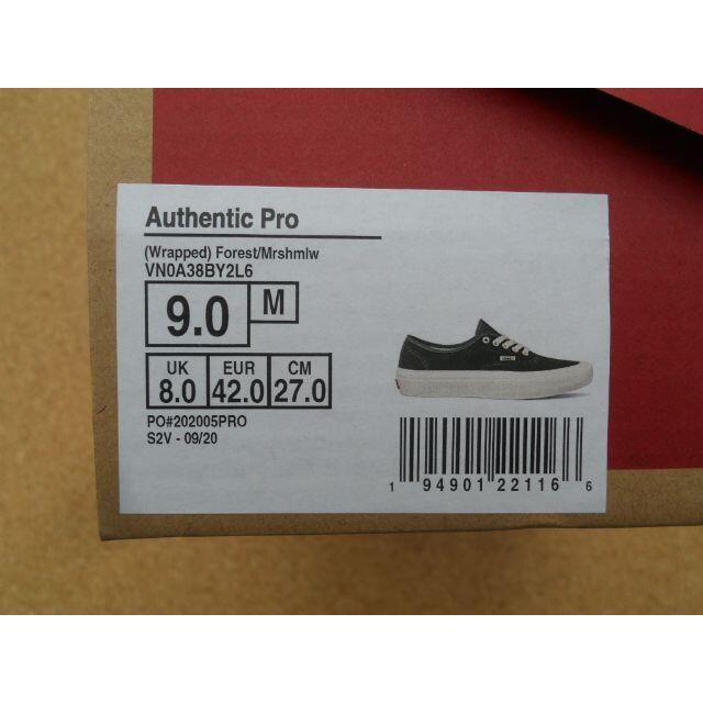 アッパー底サイズバンズ VANS AUTHENTIC PRO 27,5cm Blk/Whi