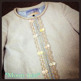 Moon neeツイードロングジャケット(ノーカラージャケット)