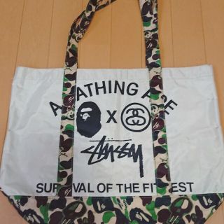 アベイシングエイプ(A BATHING APE)の☆A BATHING APE×STUSSYのコラボトートバッグ(男女兼用)✨☆(トートバッグ)