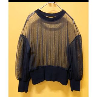 トゥデイフル(TODAYFUL)の美品★TODAYFUL トゥディフル★オーガンジー カットソー★黒(シャツ/ブラウス(長袖/七分))