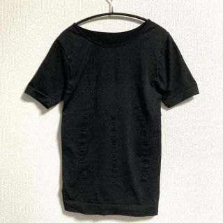 ヨウジヤマモト(Yohji Yamamoto)のブラック　黒　変形リブ　Tシャツ(Tシャツ(半袖/袖なし))