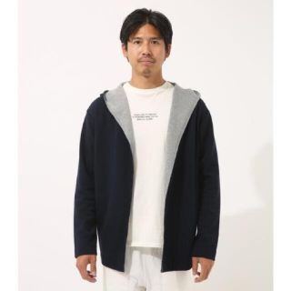 アズールバイマウジー(AZUL by moussy)の未使用 アズールバイマウジー カノコ天竺Wフェイスフードトッパーカーディ S(カーディガン)