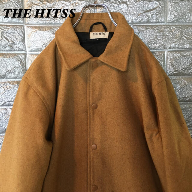 【美品】THE HITSS コーチジャケット ミドル丈 無地 ウール ニット