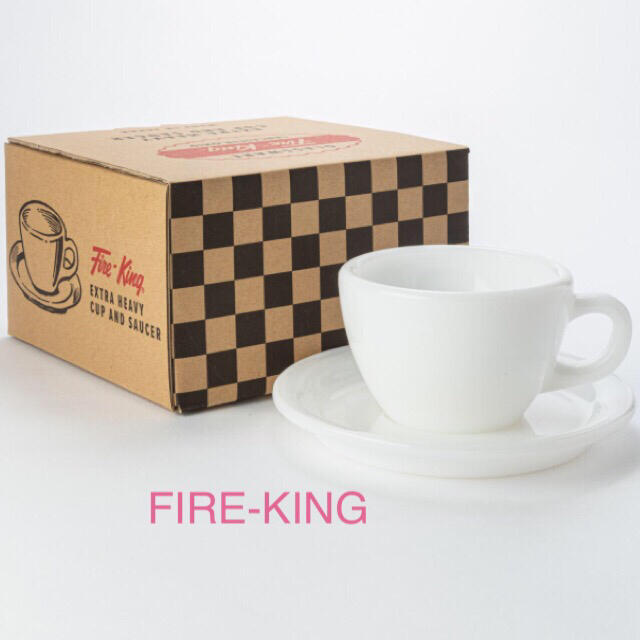 ファイヤーキング Fire-King カップ&ソーサー ミルクホワイト