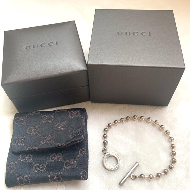 Gucci(グッチ)の【お取り置き中】GUCCIブレスレット ボールチェーン リング シルバー  レディースのアクセサリー(ブレスレット/バングル)の商品写真