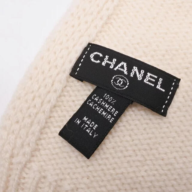 シャネル CHANEL:カシミア ココマーク チェーン マフラー ホワイト
