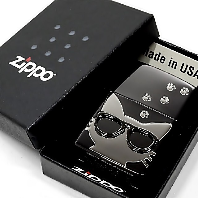 ZIPPO(ジッポー)の送料無料☆zippo☆サングラスキャット☆ブラック＆シルバー☆ジッポ メンズのファッション小物(タバコグッズ)の商品写真