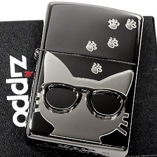 ジッポー(ZIPPO)の送料無料☆zippo☆サングラスキャット☆ブラック＆シルバー☆ジッポ(タバコグッズ)