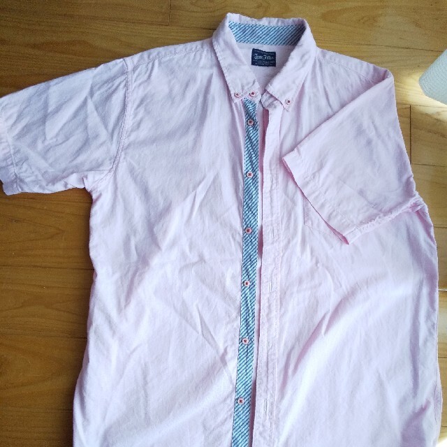 薄ピンク半袖シャツ メンズのトップス(シャツ)の商品写真
