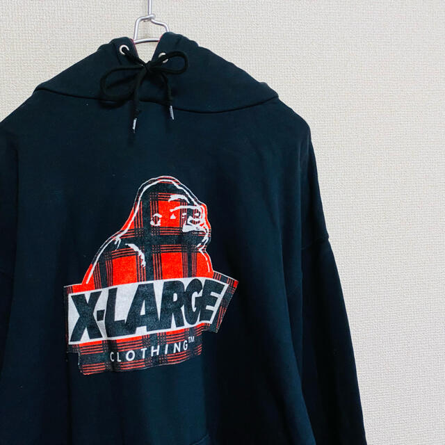 一点物　エクストララージ(XLARGE) チェック　デカロゴ   パーカー