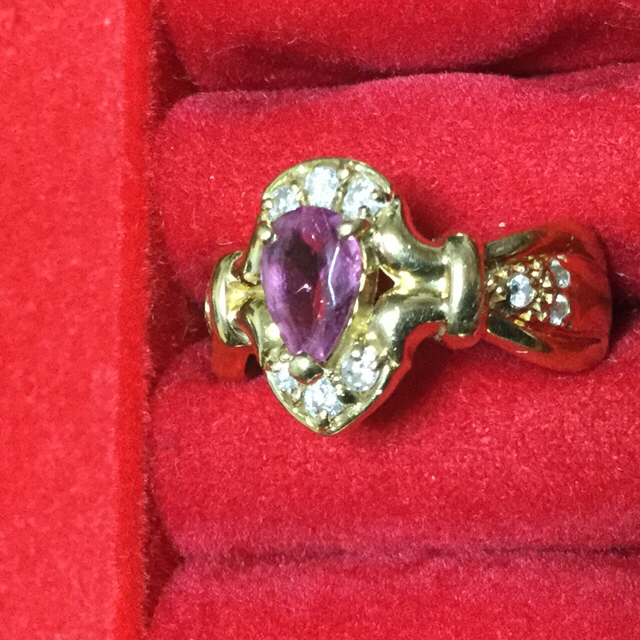 18金ピンクトルマリンダイヤモンドリング レディースのアクセサリー(リング(指輪))の商品写真