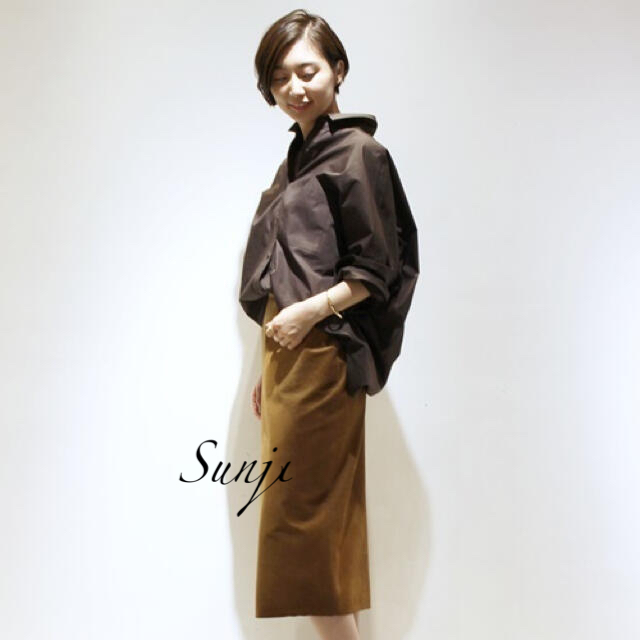 Deuxieme Classe ドロップショルダー browncottonシャツ