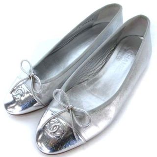 CHANEL バレエシューズ シルバー 38 tic-guinee.net