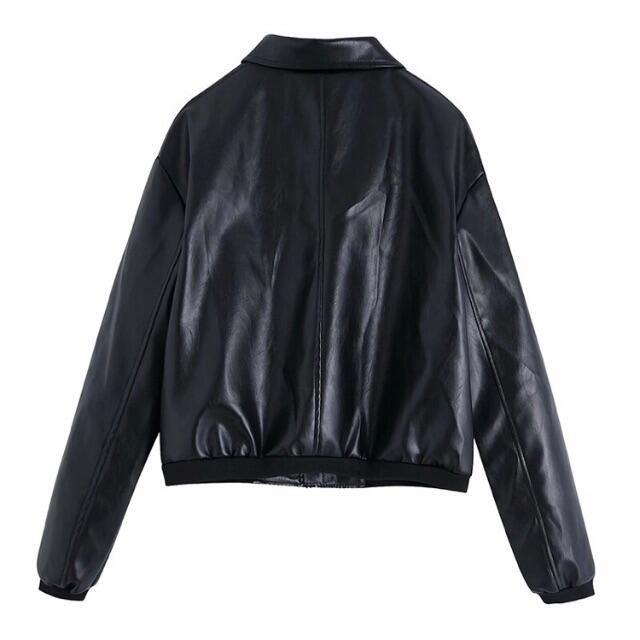 ZARA(ザラ)の🌰9月新作🌾5665◆black フェイクレザー PU シャツジャケット レディースのジャケット/アウター(ライダースジャケット)の商品写真