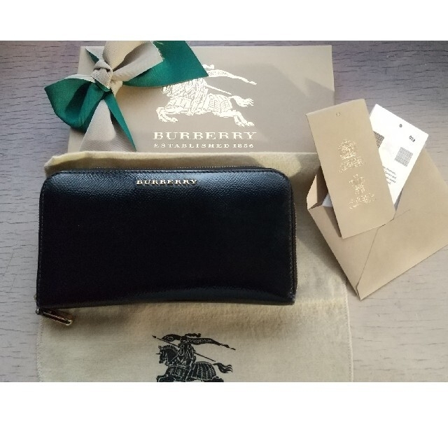 BURBERRY - 本革 バーバリー 財布 長財布 レザー 黒 牛革 長サイフの