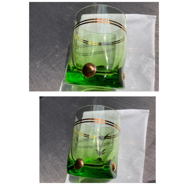 スロバキア　ロックグラス　タンブラー　グラス　2点　グリーン インテリア/住まい/日用品のキッチン/食器(アルコールグッズ)の商品写真