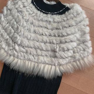 《美品》【VICKY】ビッキー　チベットラムファー　マフラー（BLACK）