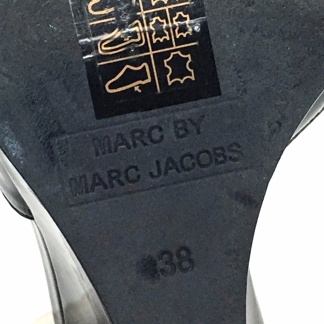 MARC BY MARC JACOBS(マークバイマークジェイコブス)のマークバイマークジェイコブス MARC BY MARC JACOBS アンクルストラップ エナメル ウエッジソール ハイヒール サンダル パテントレザー ブラック レディースの靴/シューズ(サンダル)の商品写真