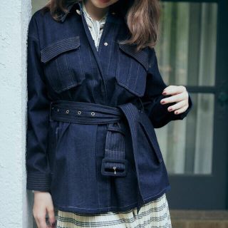 ハーリップトゥ(Her lip to)のBelted Denim Long Jacket(Gジャン/デニムジャケット)