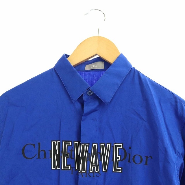 ディオールオム 17AW NEWAVE シャツ 長袖 ロゴ コットン 38 青 3